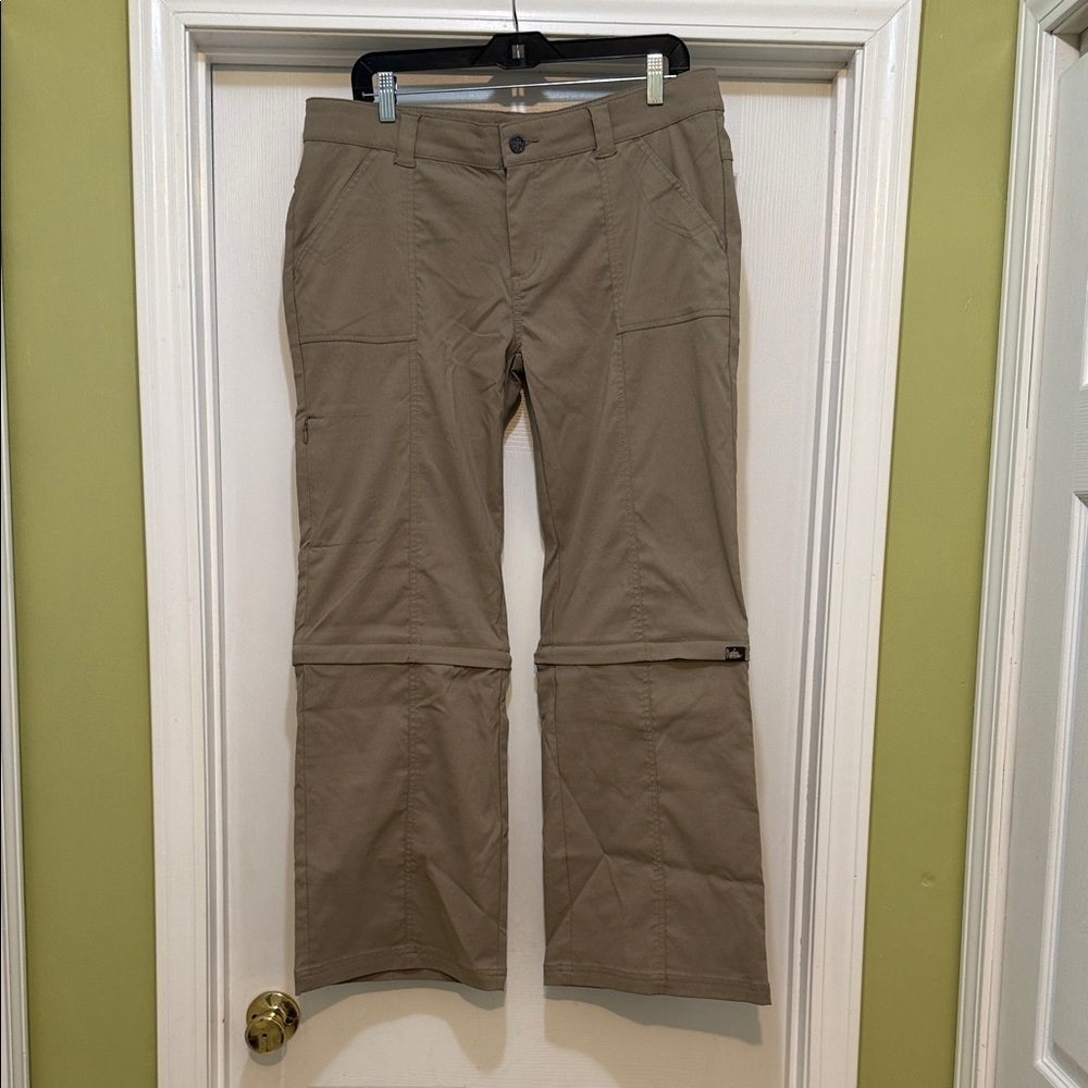 Prana - women’s Hiking Cargo Pants in Tan -Zip to Shorts - size 14